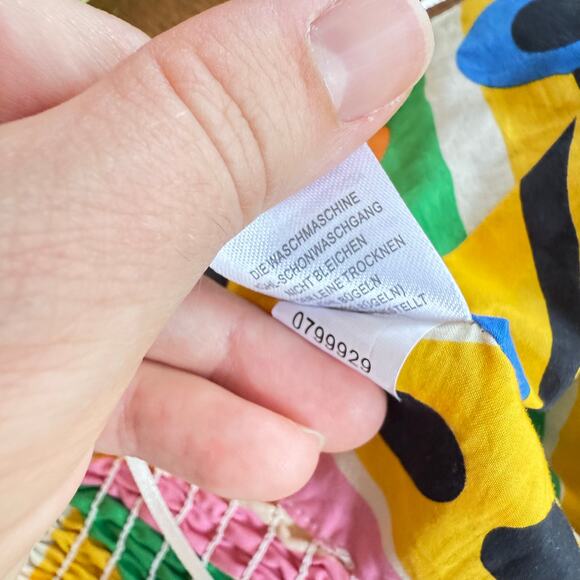 Joie NWT XS Cotton Halter Crop Top Colorful Fruit Abstract Print Smocked Preppy - Picture 12 of 15